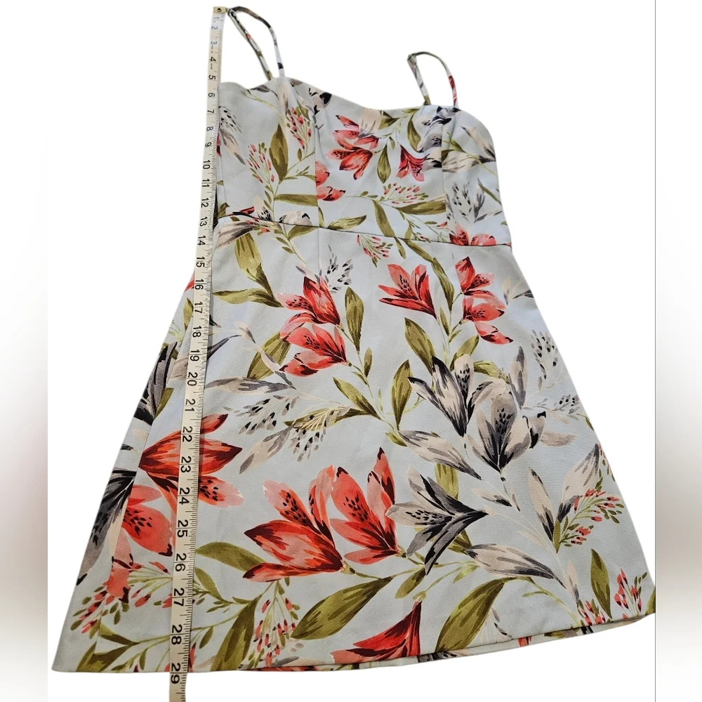 French Connection Cadencia Whisper Floral Print Minidress Light Blue - Picture 8 of 9